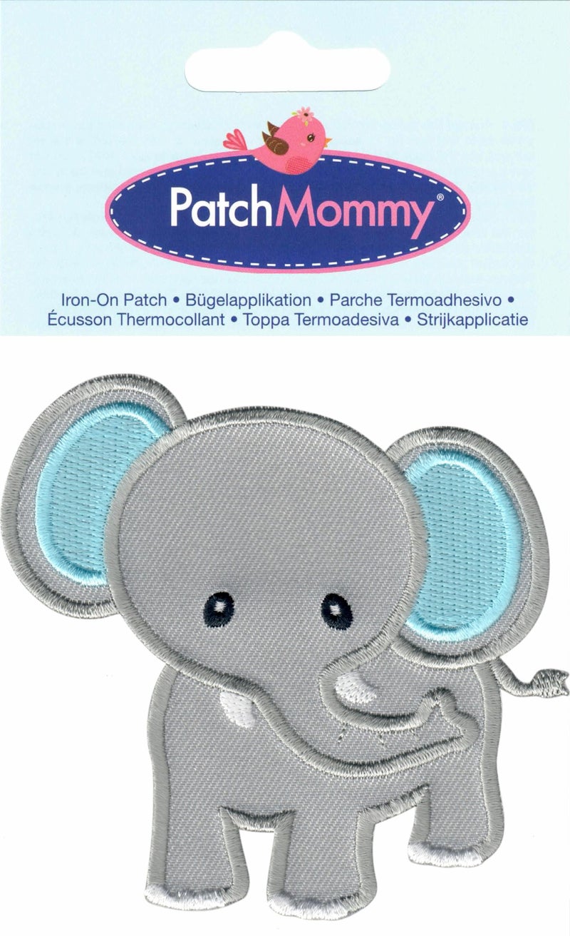 PatchMommy Elephant Patch, Iron On/Sew On - Appliques for Kids Children (Grey/Blue - Image 3